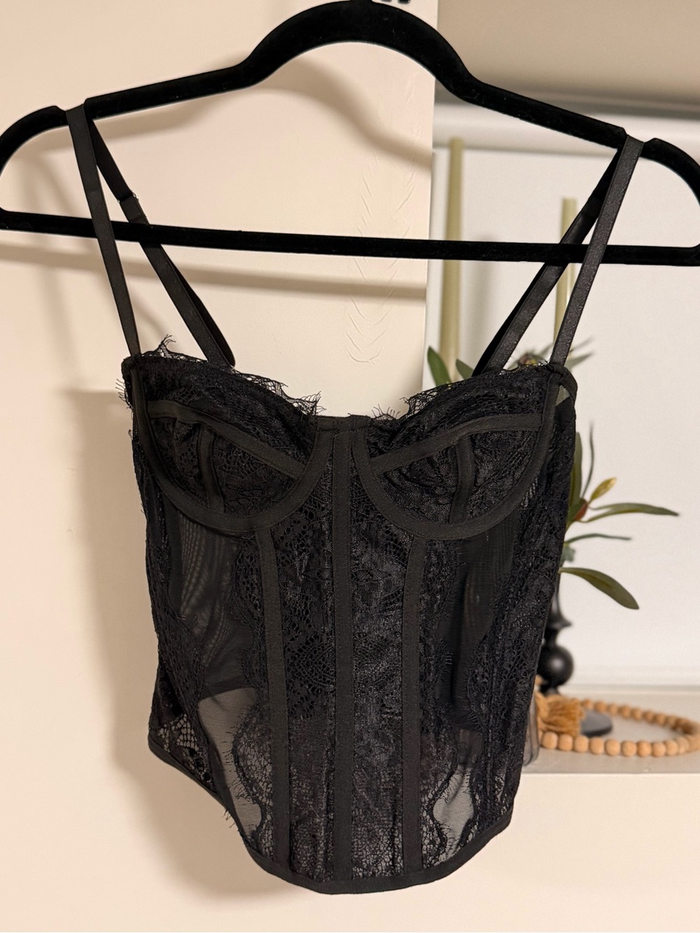 Black Lace Bustier Corset Top - Women Intimates